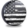 Black White Vintage American Flag Spare Tire Cover Protectors Weatherproof Dust-Proof For Fit For Jeep Wrangler RV, SUV, Truck Travel