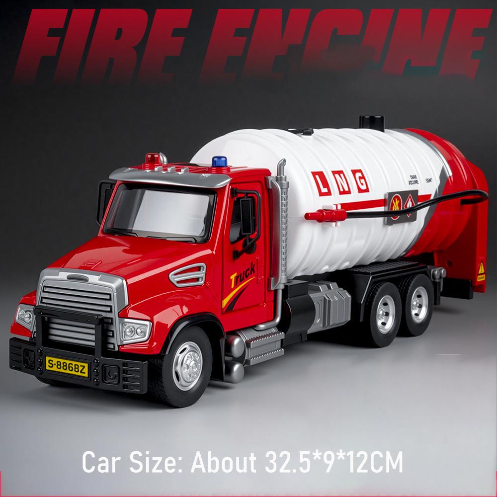 1:32 Brandweerwagen Watertruck Militaire Auto Model Speelgoed Legering Diecast Container Vrachtwagens Traagheidswiel Deuren Geopend Educatieve Auto's