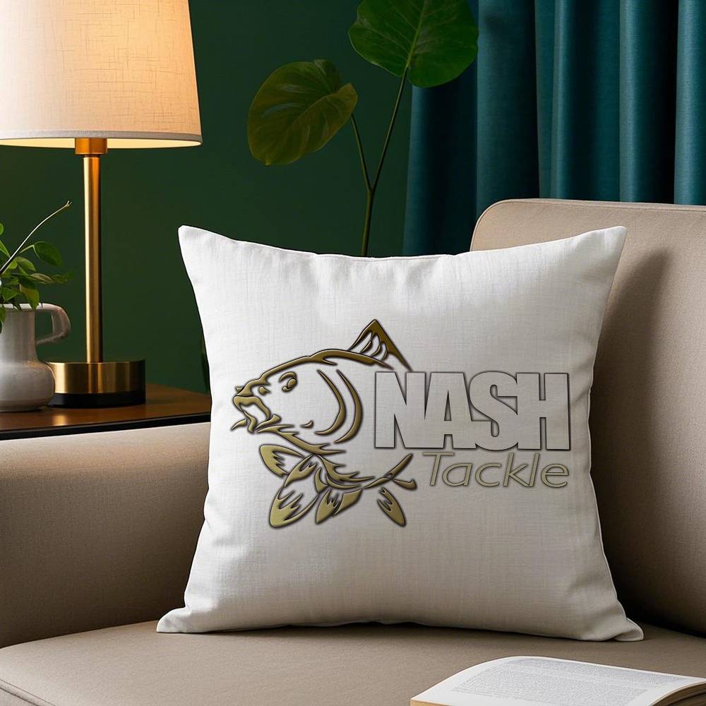 

NNash Fishing logo Pillow Case Short Plush Print Cushion Cover Square Throw Pillow Covers Sofa Home Decor 40x40cm 16x16in