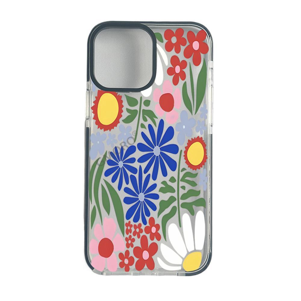 Chunri Mobile Phone Case Colored Flower Suitable for iPhone16 Transparent Tpu Soft Case Apple 17Pro Anti-drop Protective Case