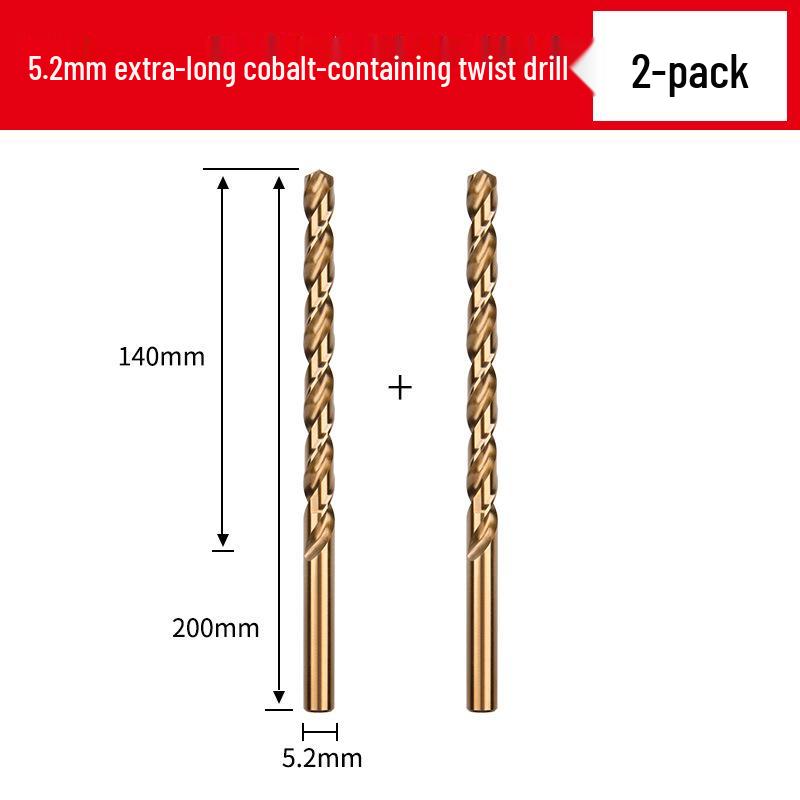 Cobalt Extra-Long High-Strength Alloy Twist Drill Bit for Stainless Steel and Woodworking