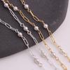 14K Gold Filled/S925 Silver 5.5*2mm Paperclip Chain Beaded 3.5mm Fresh Water Pearl for DIY Permanent Necklace Bracelet Jewelry