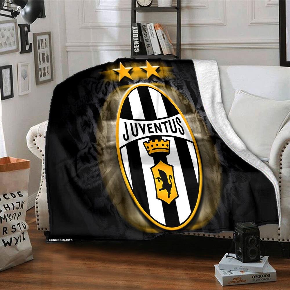 Juventus Herzschlag Logo Flanelldecke, Weiches Polyester, Modernes Design, Ganzjahres für Camping, Reisen, Geschenke für Feiertage oder Geburtstage