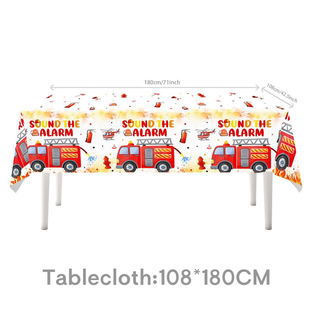 Fire Truck Theme Party Supplies: Disposable Cups, Napkins, Tablecloth, Banner and Decorations