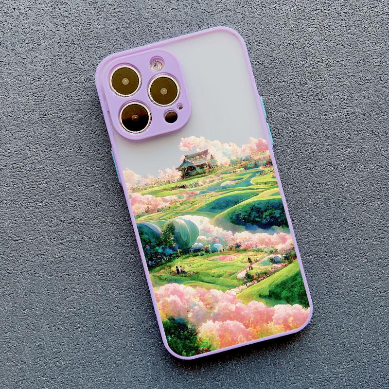 Flower Field Scenery Phone Case For iphone 11 12 13 15 Pro Max Mini 7 8 Plus SE X XR XS 14 Plus Pro Max Shockproof Back Cover