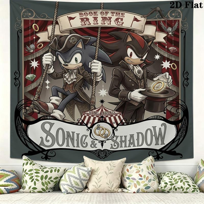 Sonic Hedgehog Wall Tapestry Aesthetic Wall Hanging Printed Fabric Blanket Decorative Tapestries For Bedroom Living Room Home Decor