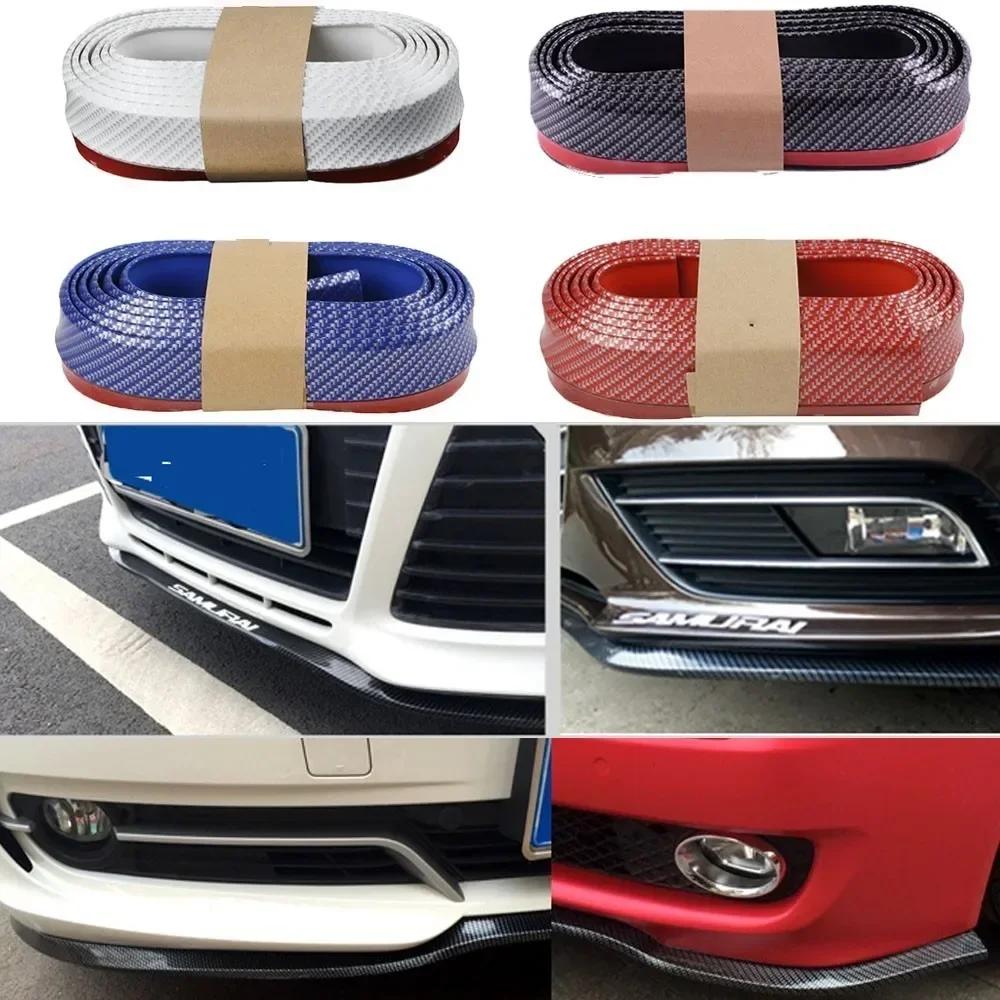Car Bumper Lip Stickers Soft Carbon Fiber Car Rubber Bumper Strip Outside Bumper Front Lip Car Bumper Protectors