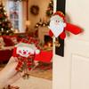 Christmas Door Handle Cover with Santa Claus Bell Cartoon Design Soft Fabric Material Suitable for Various Door Handles