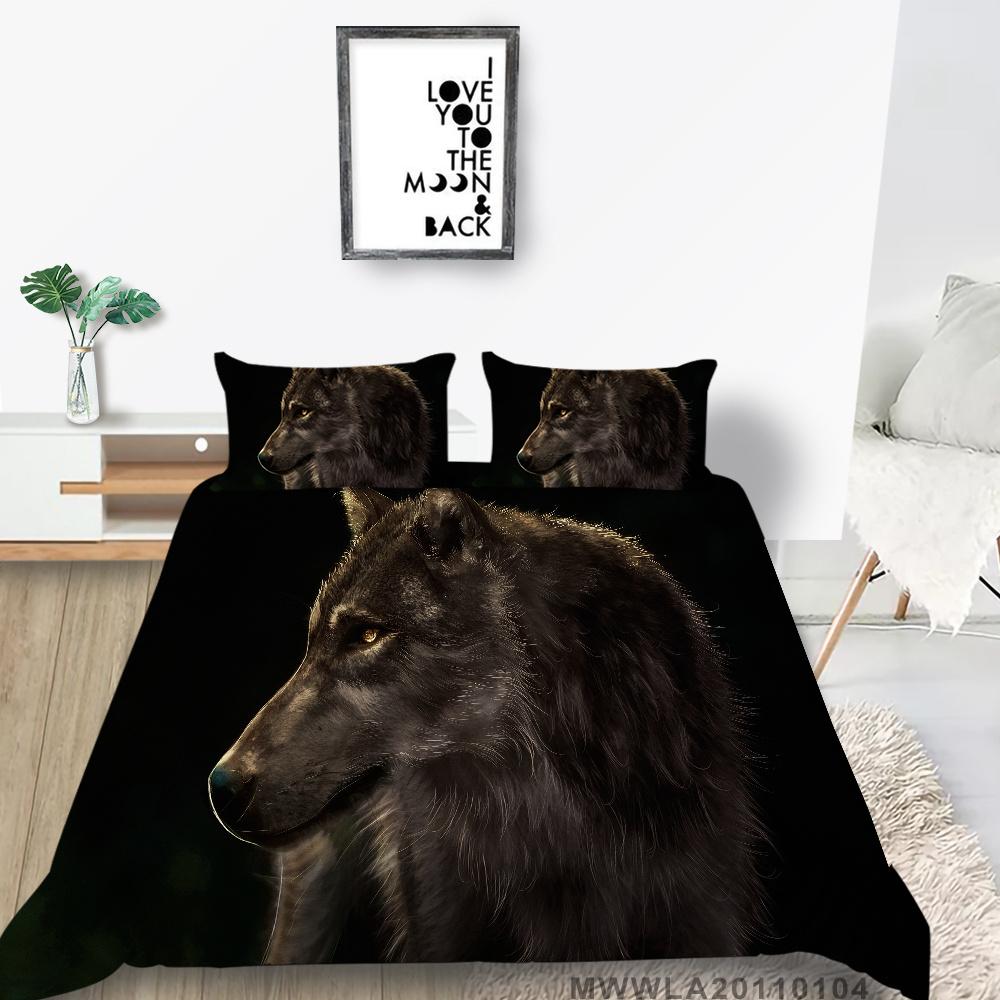 2023 New Style Duvet Cover Set Wolf Printing Bed Set Luxury Cool Bedding Set Cover Girl Bedding Set Polyester Single Size Bed Cover