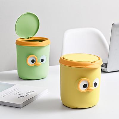 Desktop Trash Can Cute Small Bedroom Bedside Office Cartoon Storage Bucket Mini With Lid Household