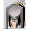 Angola red knitted top women's spring semi-turtleneck texture bottoming shirt slim-fitting versatile sweater