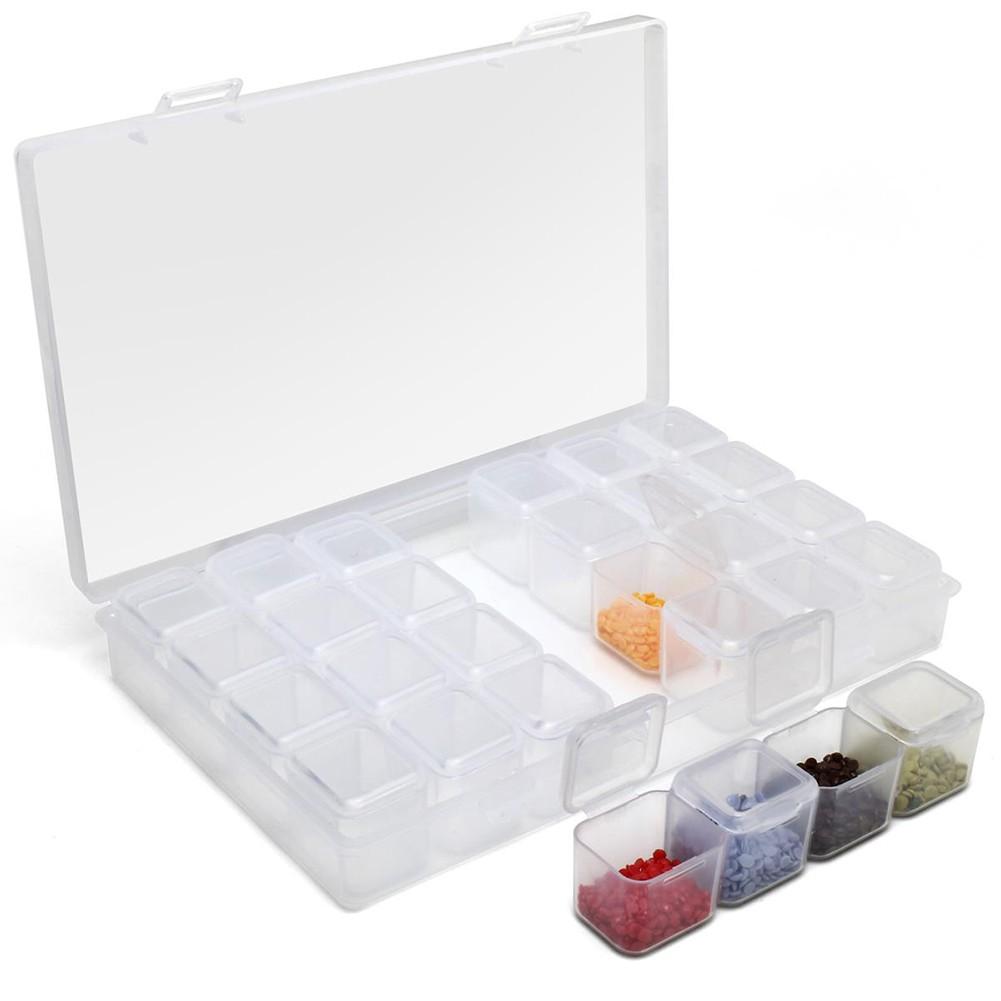 28 Grids Plastic Storage Box Art Bead Organizer Boxes Tray DIY Embroidery Accessories Container Hold Case