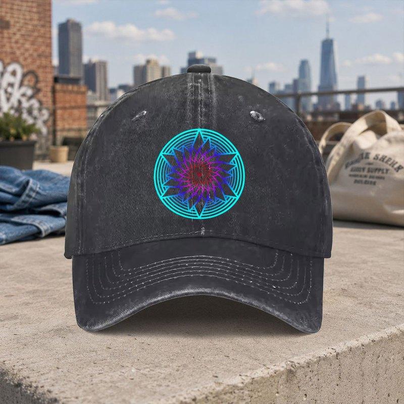 Iridescent Geometric Starburst Vintage Washed Baseball Cap Unisex Dad Hat Casual Street Style Accessory