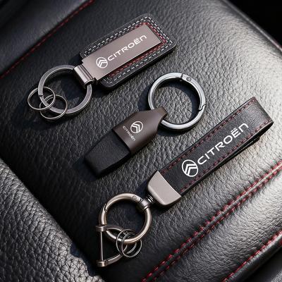Leather Keychain Car Styling Emblem Metal Pendant For Xsara Grand Picasso Jumper Cactus Saxo Jumpy C8 C-Elysee CelyseeC6