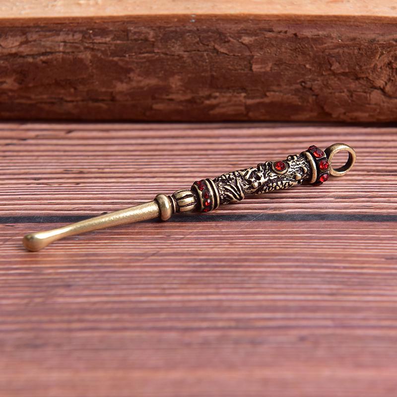 Pulitore per Orecchie Ottone Donne Nude Rimuovi Cerume Cucchiaino Portachiavi Ottone Vintage