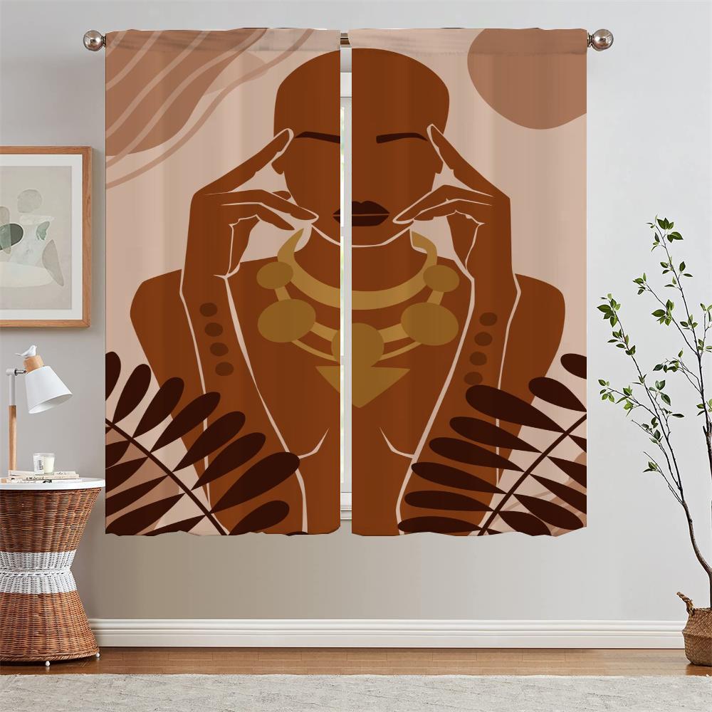 Afrikanische Frau Verdunkelungsvorhang Wohnzimmerdekoration Küchenvorhänge für Schlafzimmer Sonderanfertigungen Kostenlose Versandprodukte Jalousien