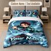 Demon Slayer 3Pcs Bedding Set, Personalized Custom Name Text, 1 Duvet Cover & 2 Pillowcases For Bedroom