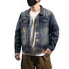 Xintang Mens Retro Heavy Industry Denim Jacket – High Street Turn-Down Collar Shirt Jacket 2025, American Loose Fit Top