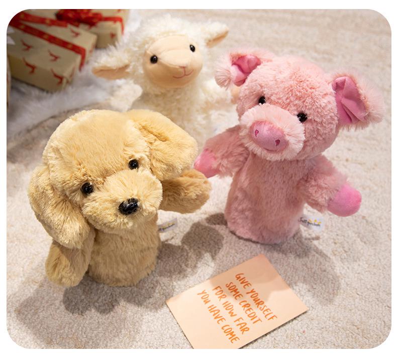 Forest Animal Hand Puppets: Tiger, Elephant, Leopard, and Lamb Figurines for Storytelling and Play
