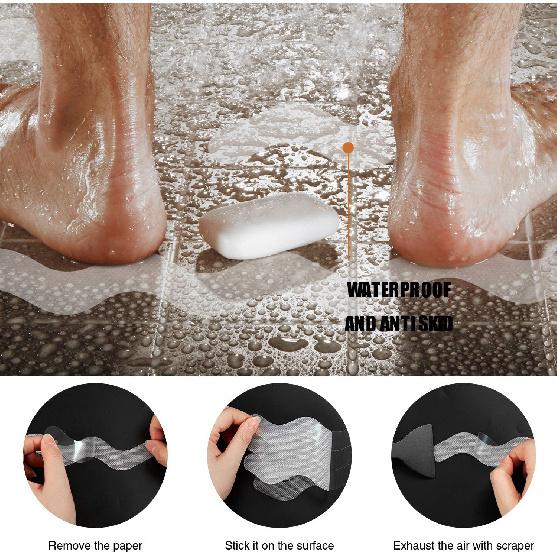 Patented 36 PCS Anti Slip Shower Stickers, Safety Bathtub Strips Adhesive Decals with Premium Scraper for Bath Tub Shower Stairs