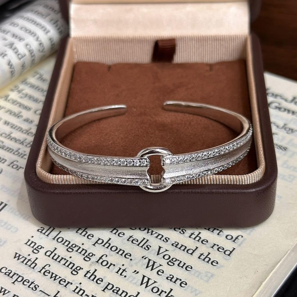 Brushed Yuanbao Lock Bracelet Opening Design High-end Elegant and Versatile Bracelet
