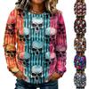 Women's Casual Long Sleeve Halloween Print Neck Sweatshirt