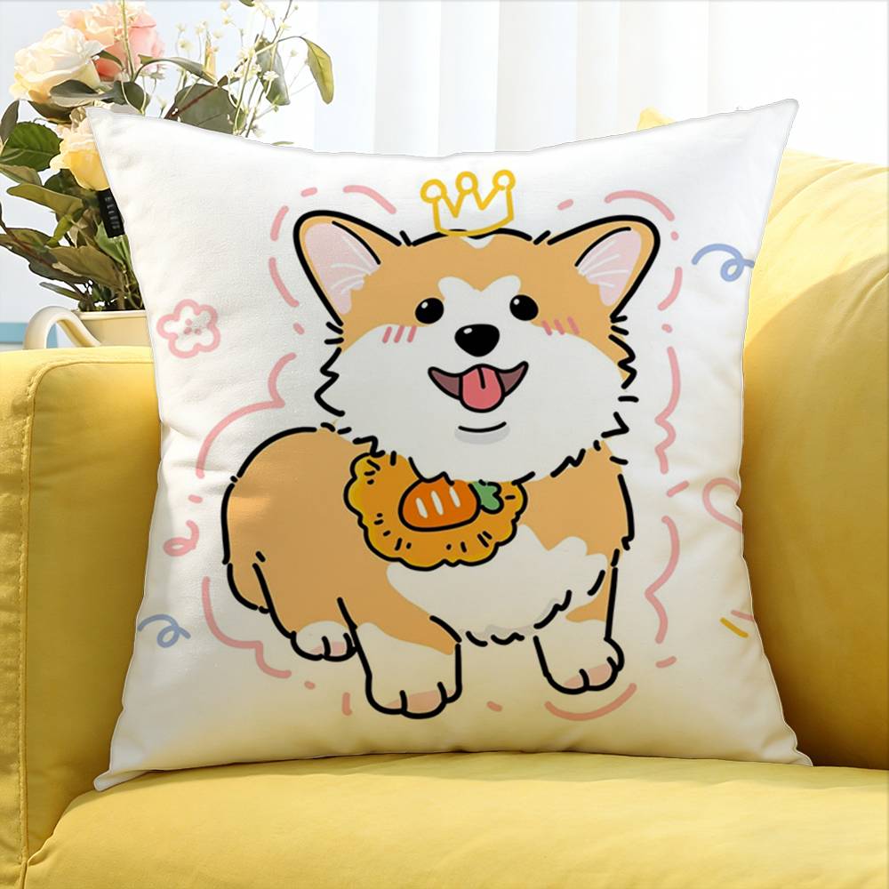 cute Corgi World Various Sizes Square Pillow Case For Car Home Bedchamber Decor