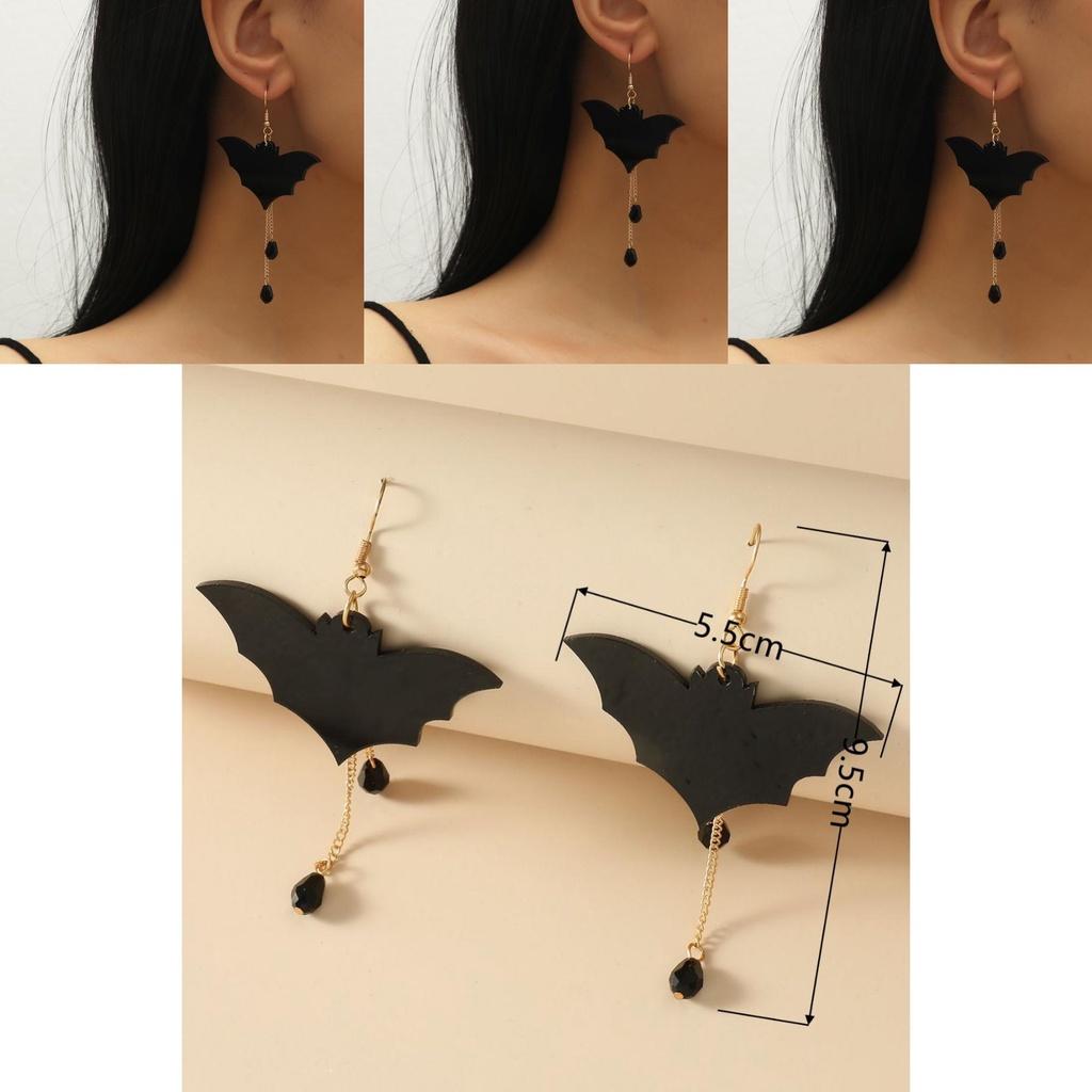 Diy Black Bat Logo Earrings Handcrafted Acrylic Ear Accessories For Women