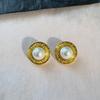 Medieval Xiaoxiangfeng Simple and Fashionable Glazed Pearl Stud Earrings