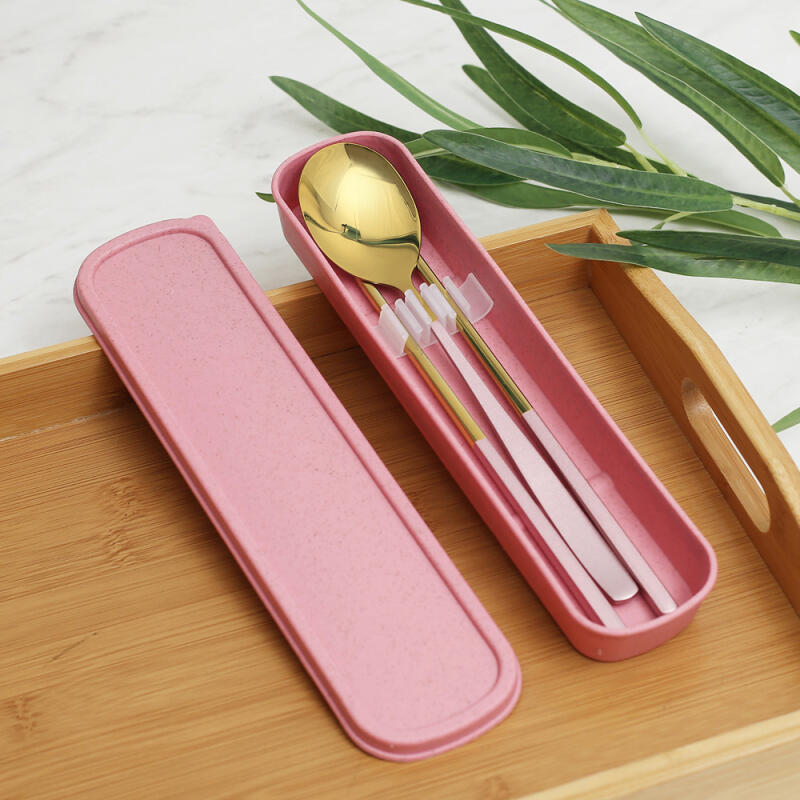 Cookcity Portable Gold Spoon Set (3 Colors) 01. Pink_1324143