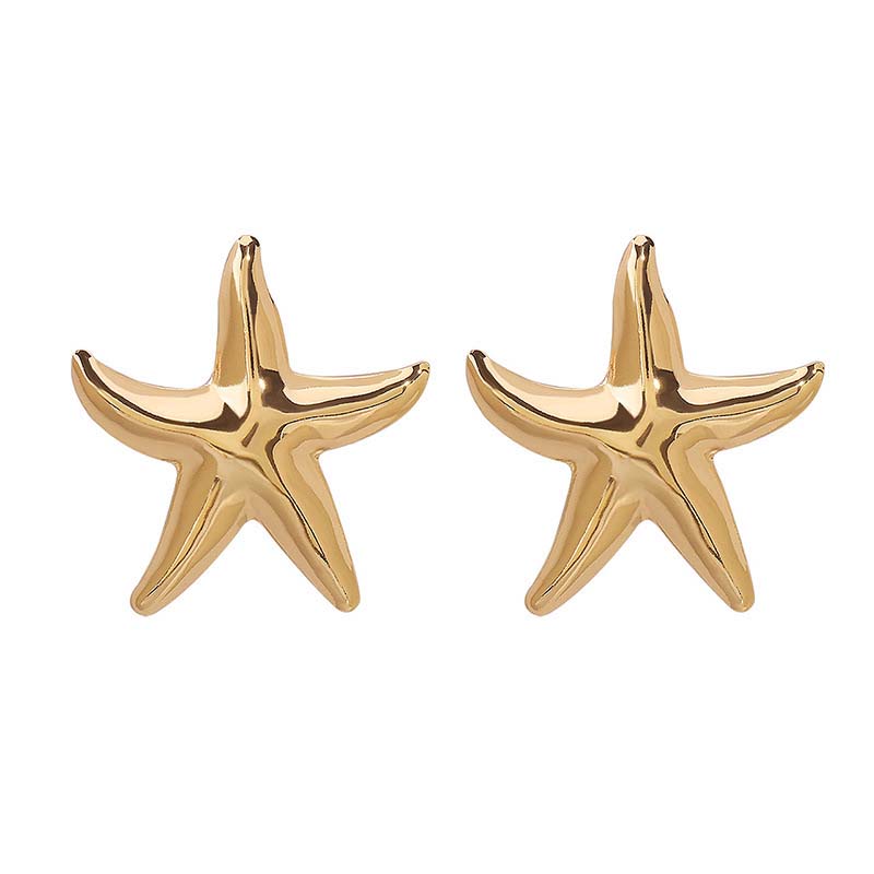 2025 New Fashion Big Starfish Shell Stud Earrings for Women Bohemian Gold Color Star Drop Earrings Jewelry Accessories
