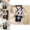 Police Panda Plush Backpack For Girls With Zipper Closure And Cartoon Design