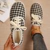 Fashion Breathable Linen Casual Flat Shoes Woman Espadrilles Loafers Ladies Comfy Houndstooth Print Canvas Zapatos Soft Driving Footwear