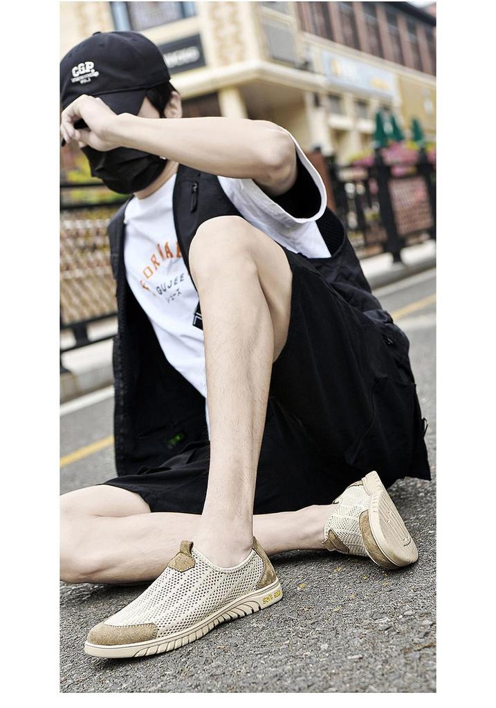 2025 Men's Breathable Mesh Slip-On Casual Shoes – Soft Sole, Large Sizes Available