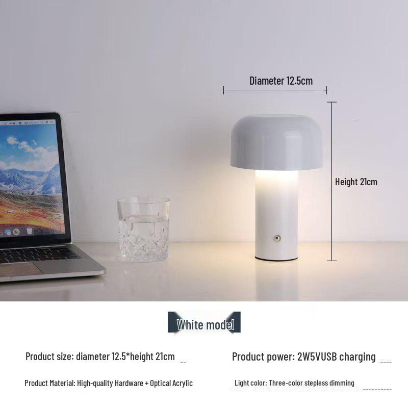 Italian Mushroom Table Lamp: Nordic Rechargeable Night Light for Restaurant, Bar, or Bedside Atmosphere.