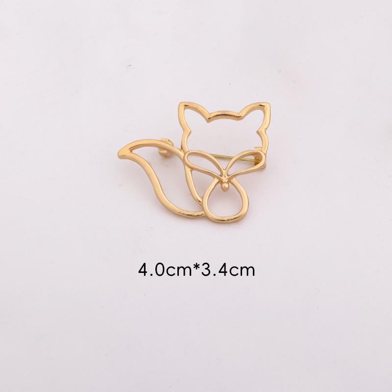 Golden Openwork Animal Brooch Pin - Fox, Deer, Cat, Pearl Teddy Bear Design Classic Fashion Accessory