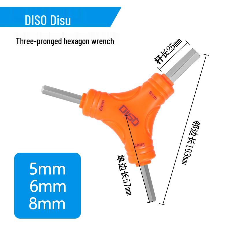 Three-Pronged Hexagonal Multi-Purpose Wrench: Flat Head, Phillips Head, and Inner Hexagonal for Air Conditioning Maintenance