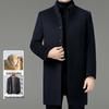 Men's Middle-Aged Stand Collar Wool Coat with Detachable Down Liner, Plus Size