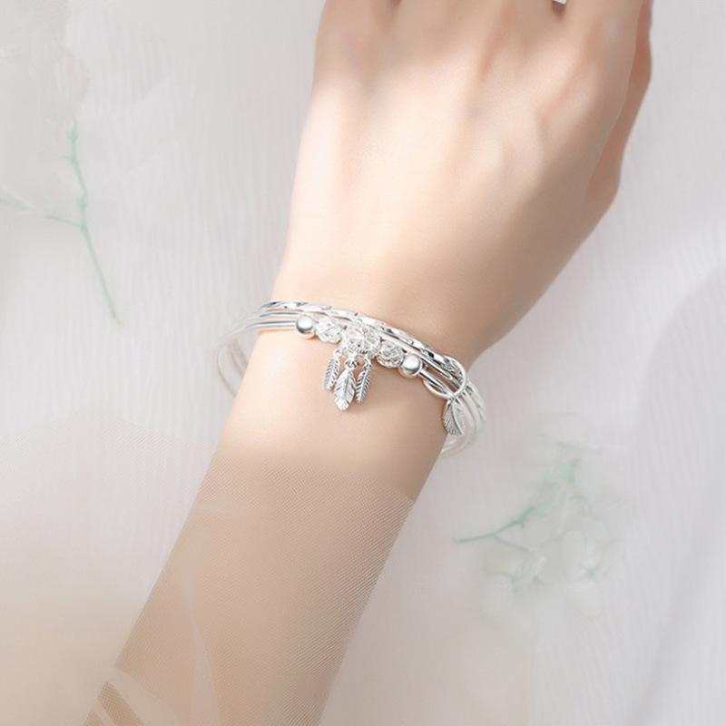 Sansheng III Silver Bracelet Women's Dream Catcher Bracelet Bracelet Jewelry Girls' Simple Light Bracelet Birthday Gift