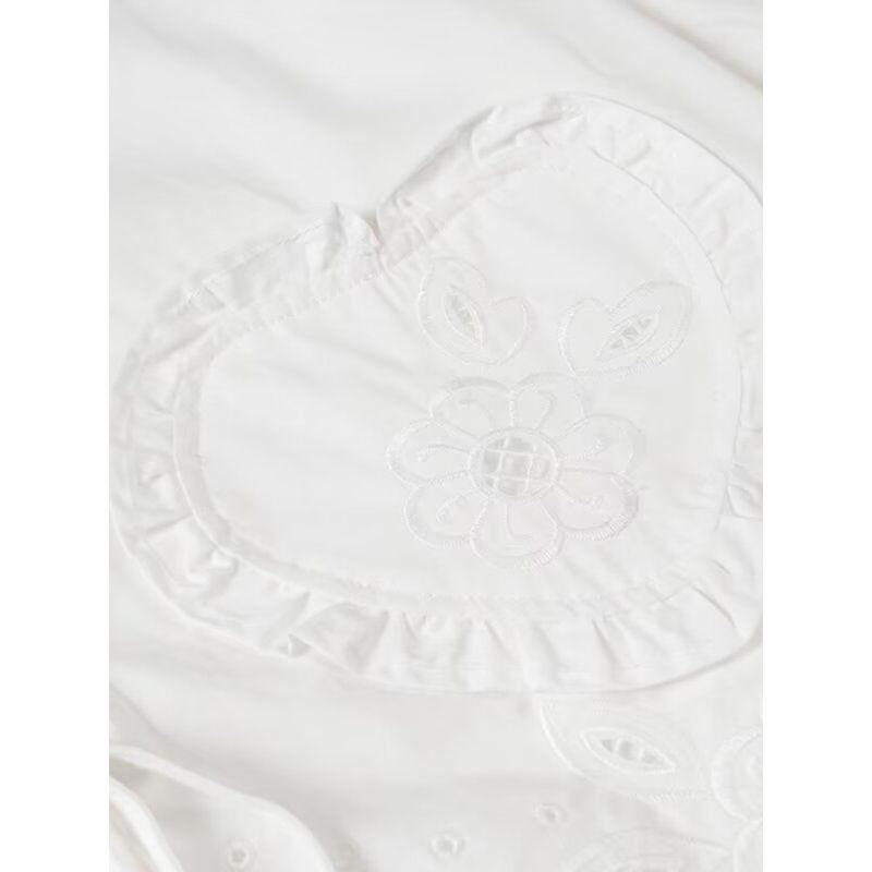 Kaslead New Arrival Women's Clothing Fashion Style Fashion All-Match Cut Out Embroidery Tie-Neck Shirt Tops