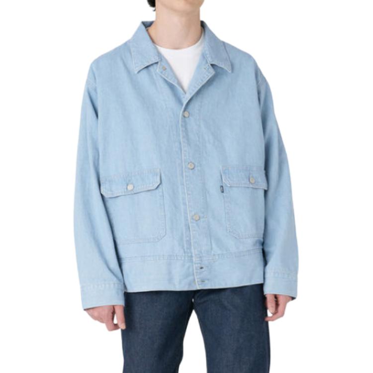 Levis Solid Color Button Down Long Sleeve Denim Jacket Men jackets Light-Blue A7150-0000