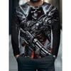 Men's Casual Daily Long-sleeved T-shirt, with Fashionable Printed Design, a Comfortable and Casual Top That Can Be Machine Washed