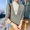Women's V-Neck Loose Cashmere Sweater - Solid Color Slimming Pullover Knitwear for Autumn & Winter.