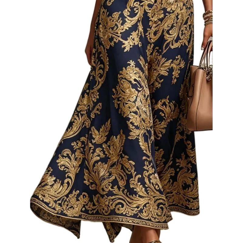 Style européen et américain, robe longue rétro brodée d'or, robe de soirée fine et ajustée pour femmes