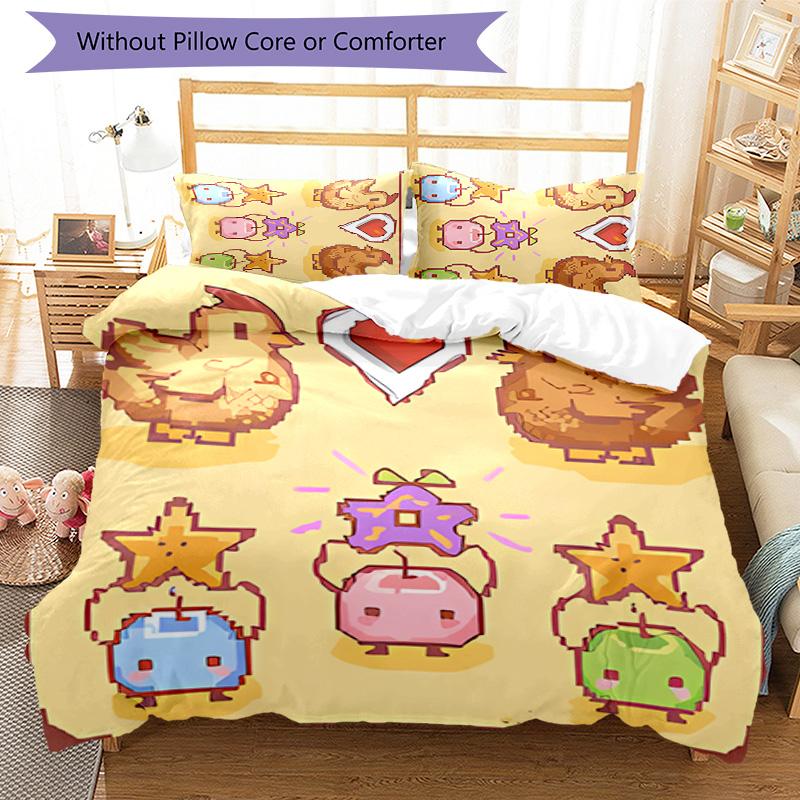 3pcs game Stardew Valley pattern bedding set duvet cover set includes duvet cover &pillowcases, perfect all season bedroom decoration & gift