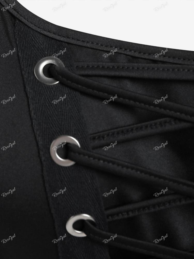 Gotické šněrování přezky A-line šaty plus size bez rukávů Rosegal