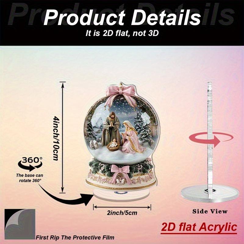 

2D Colorful Christmas Snowhouse Pink Bow Jesus Nativity Acrylic Tabletop Decorat Family Village Omament Holiday House Theme Gift