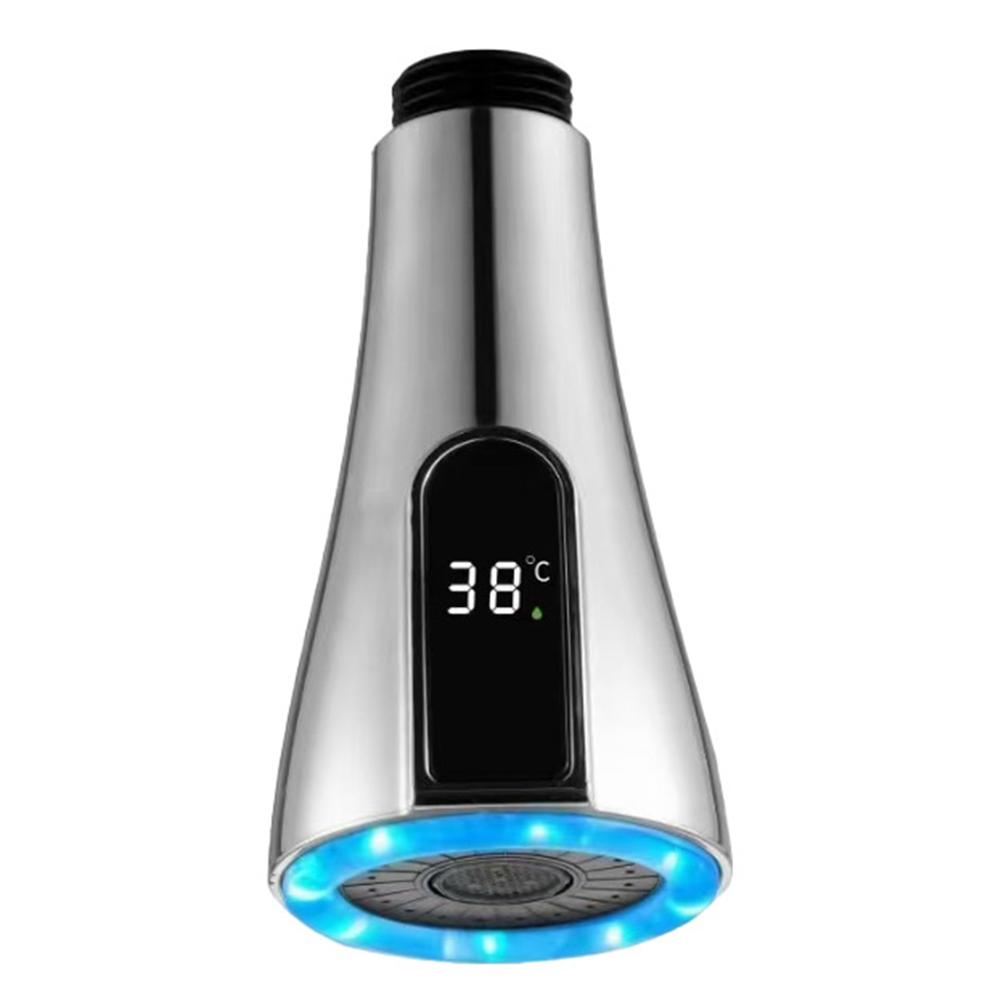 Pull Out Kitchen Sink Faucet Nozzle G12 with LED Digital Temperature Display and Two Spray Modes for Bubble and Jet Water Flow