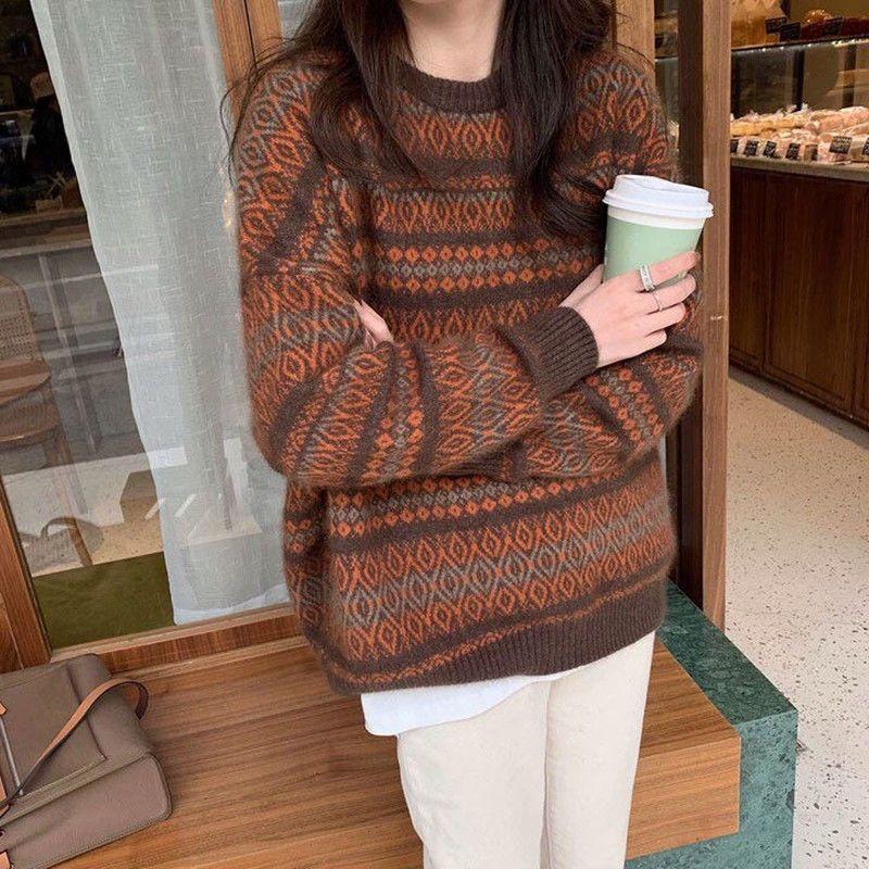 Sweater for Women Autumn Winter Thickened Warm Plus Size Knitted Stretchy Long Sleeve Tops
