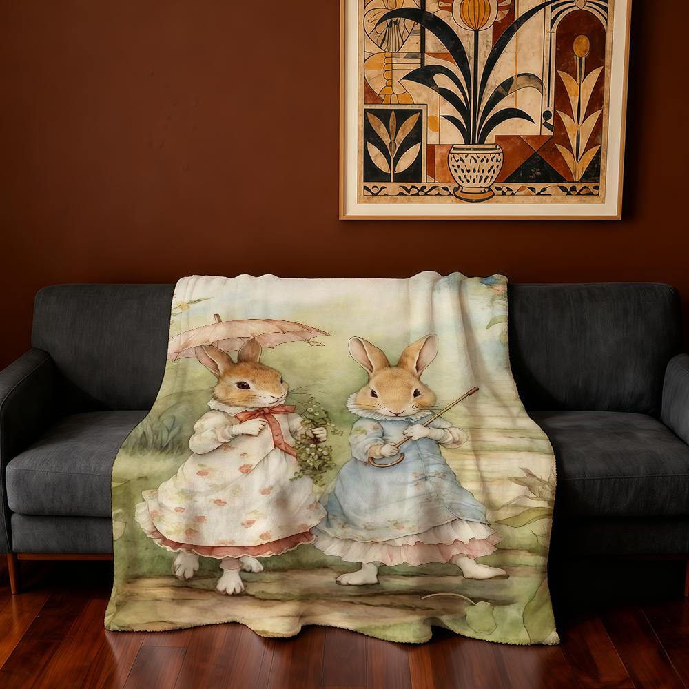 R-Rabbit-ES P-Peter Blanket Super Warm Comfortable Cute Plush Cartoon Throw Blanket Child Home Sofa Bedroom Gift